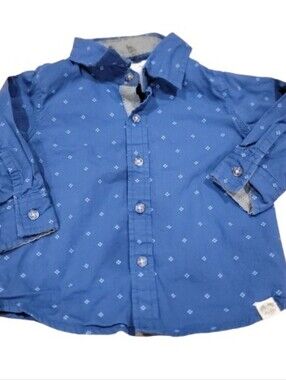 Paper Denim & Cloth Button Front Shirt Toddler Infant Boys 12M Blue Long Sleeve